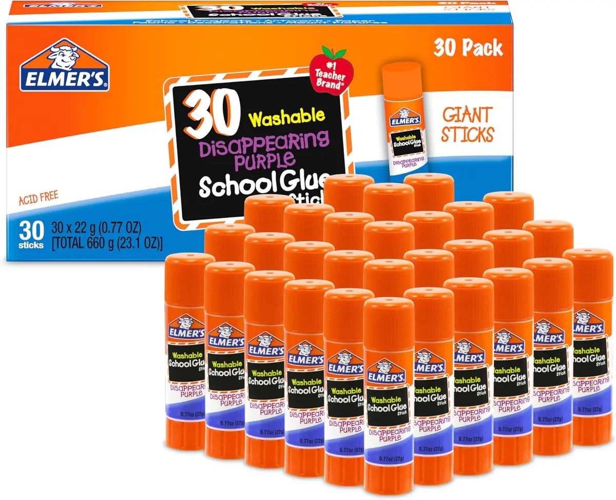Elmer's Disappearing Purple School Glue Sticks, 180 Count (22g Each) | Washable, Non-Toxic, Acid-Free - main product image