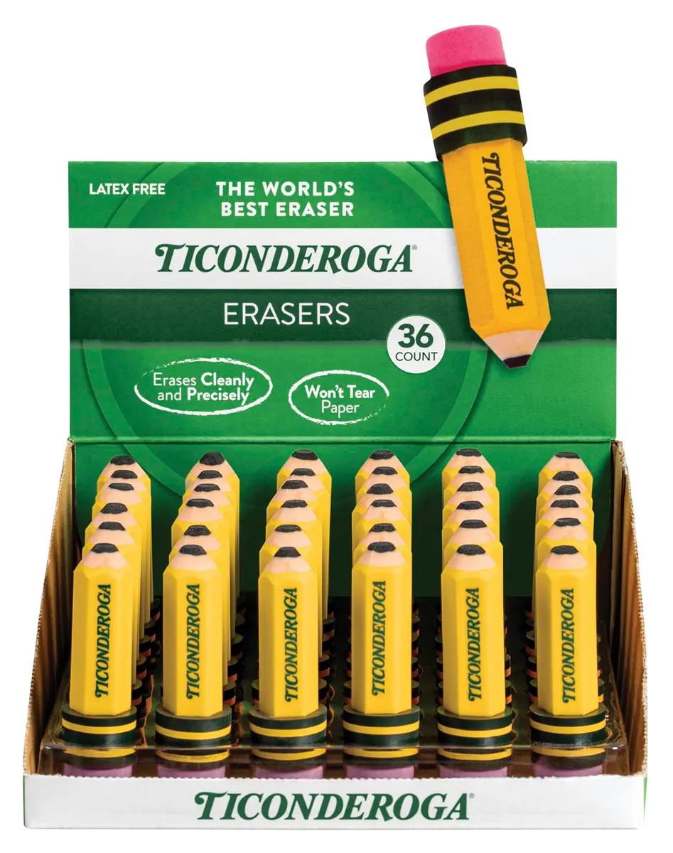 Ticonderoga Pencil Shaped Erasers, Yellow 432 Count (12 Packs) | Smudge-Free Corrections - view 6