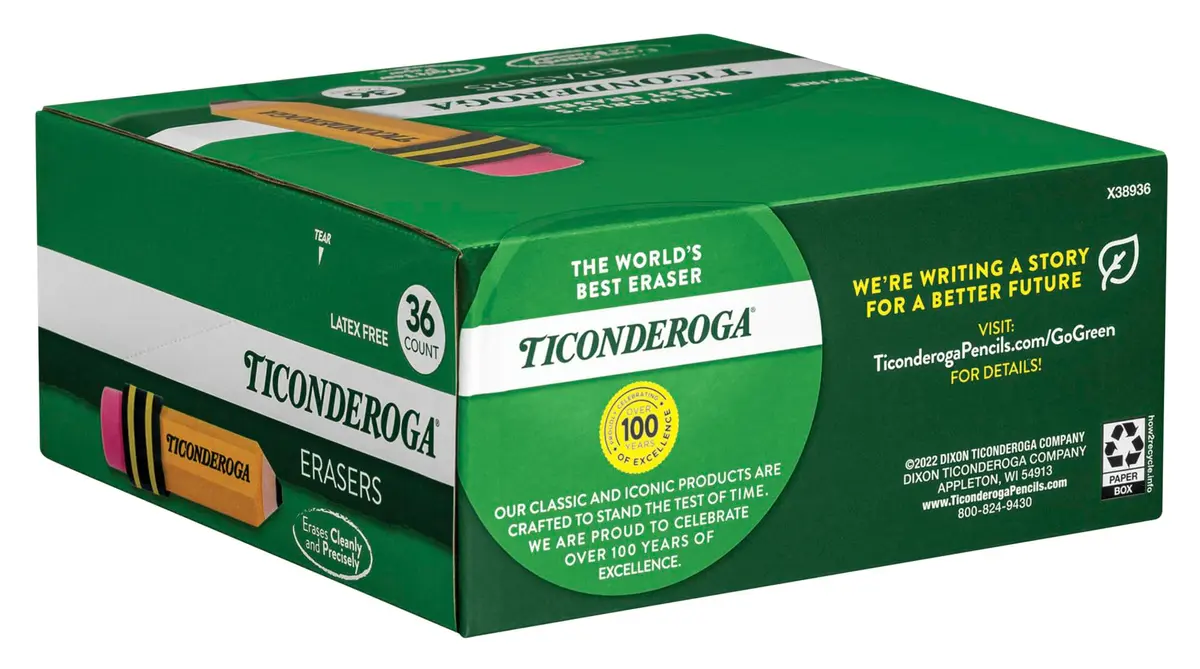 Ticonderoga Pencil Shaped Erasers, Yellow 432 Count (12 Packs) | Smudge-Free Corrections - view 8
