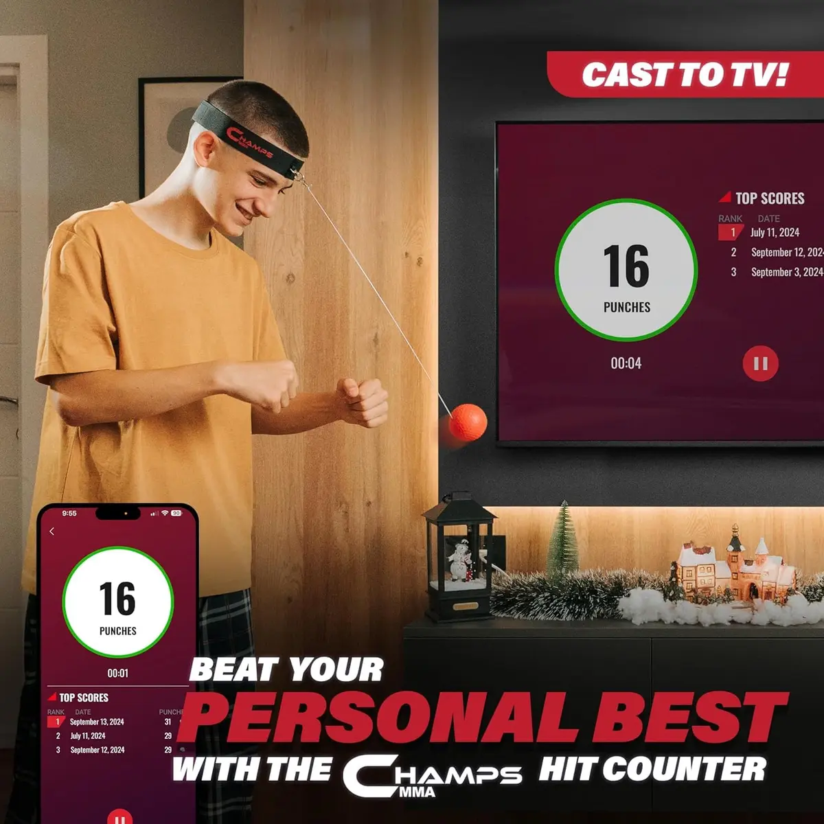 Champs MMA Boxing Reflex Ball Set with Punch Counter App | Improve Speed & Reaction (70-120 chars) - view 4