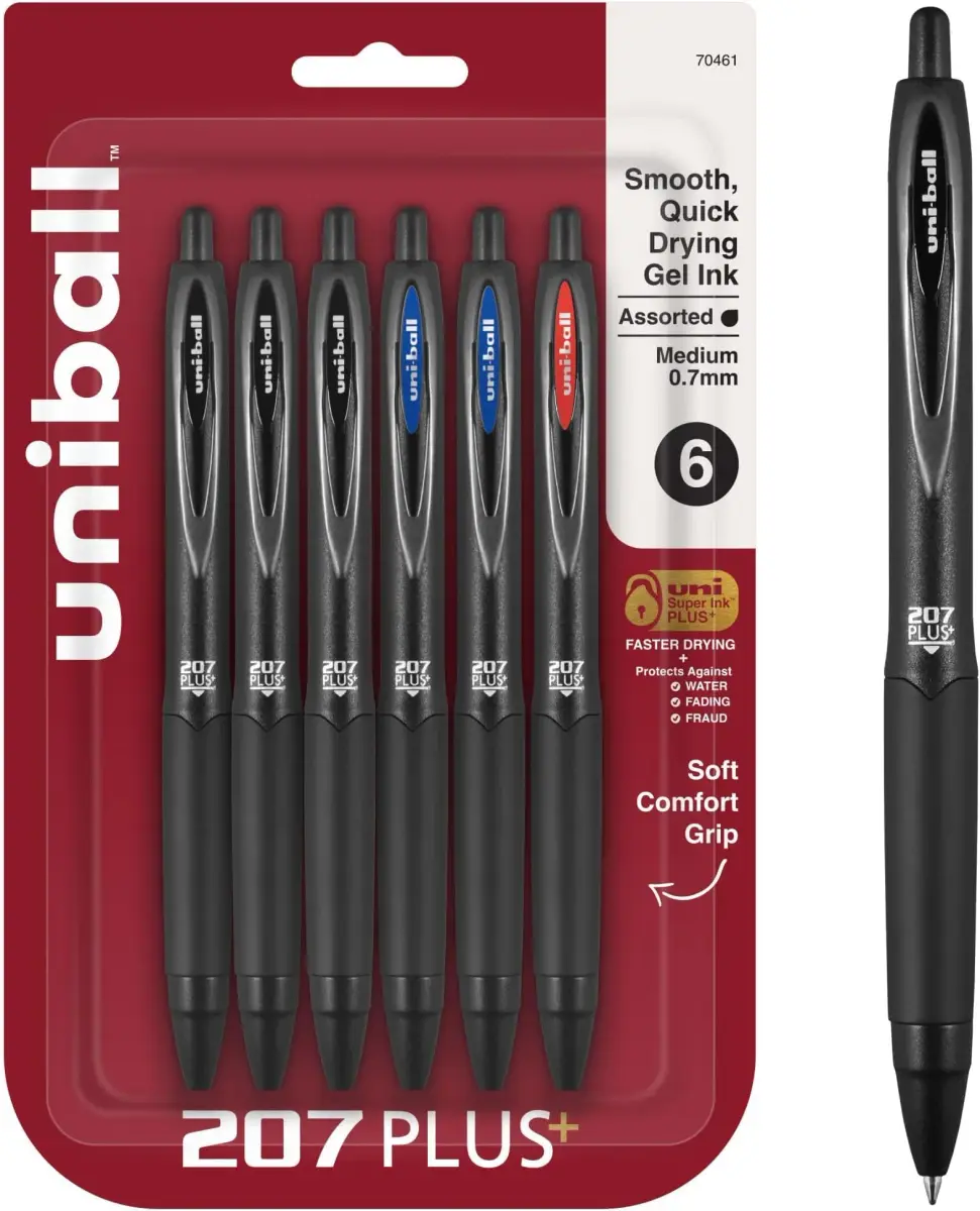 Uni-Ball 207PLUS+ Gel Pens, 0.7mm Medium Point, Assorted Colors, 72 Count | Smooth Ink Flow - main product image