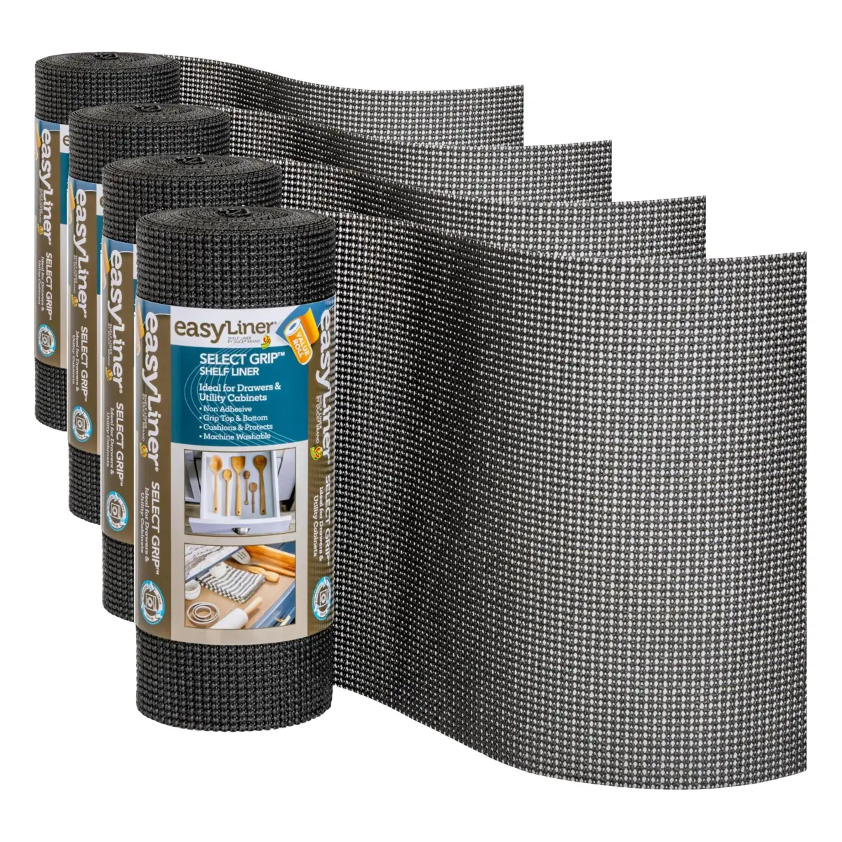 Duck Select Grip Shelf Liner Black 288in (731.5cm) | Non-Adhesive, Machine Washable, Non-Slip - main product image