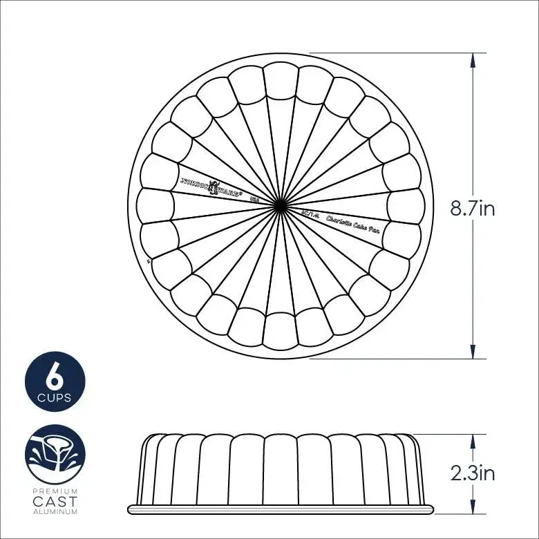 Nordic Ware Charlotte Cake Pan, 6-Cup/1.4 Liters (Pack of 3) | Cast Aluminum Bundt Pan for Even Browning - view 6