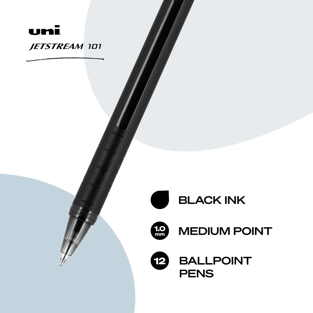 Uni-Ball Jetstream 101 Rollerball Pens, Stick, Bold 1mm, Black Ink, Black Barrel | Pack of 144 - view 2