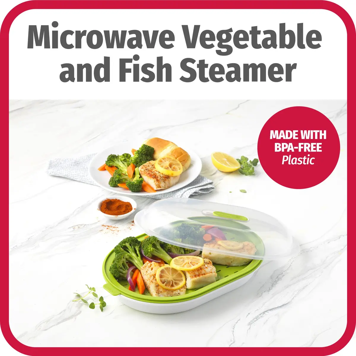 GoodCook Microwave Food Steamer – Vegetable & Fish Cooker | Preserves Vitamins & Nutrients - view 3