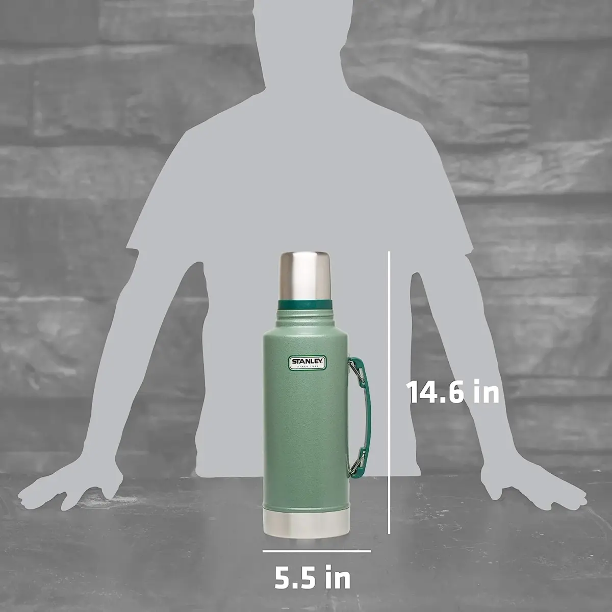 Stanley Heritage Classic Vacuum Bottle with Handle 2.0 qt (1.89 L / 67.6 Fl Oz) | Keep Drinks Hot Cold for 24 Hours - view 3