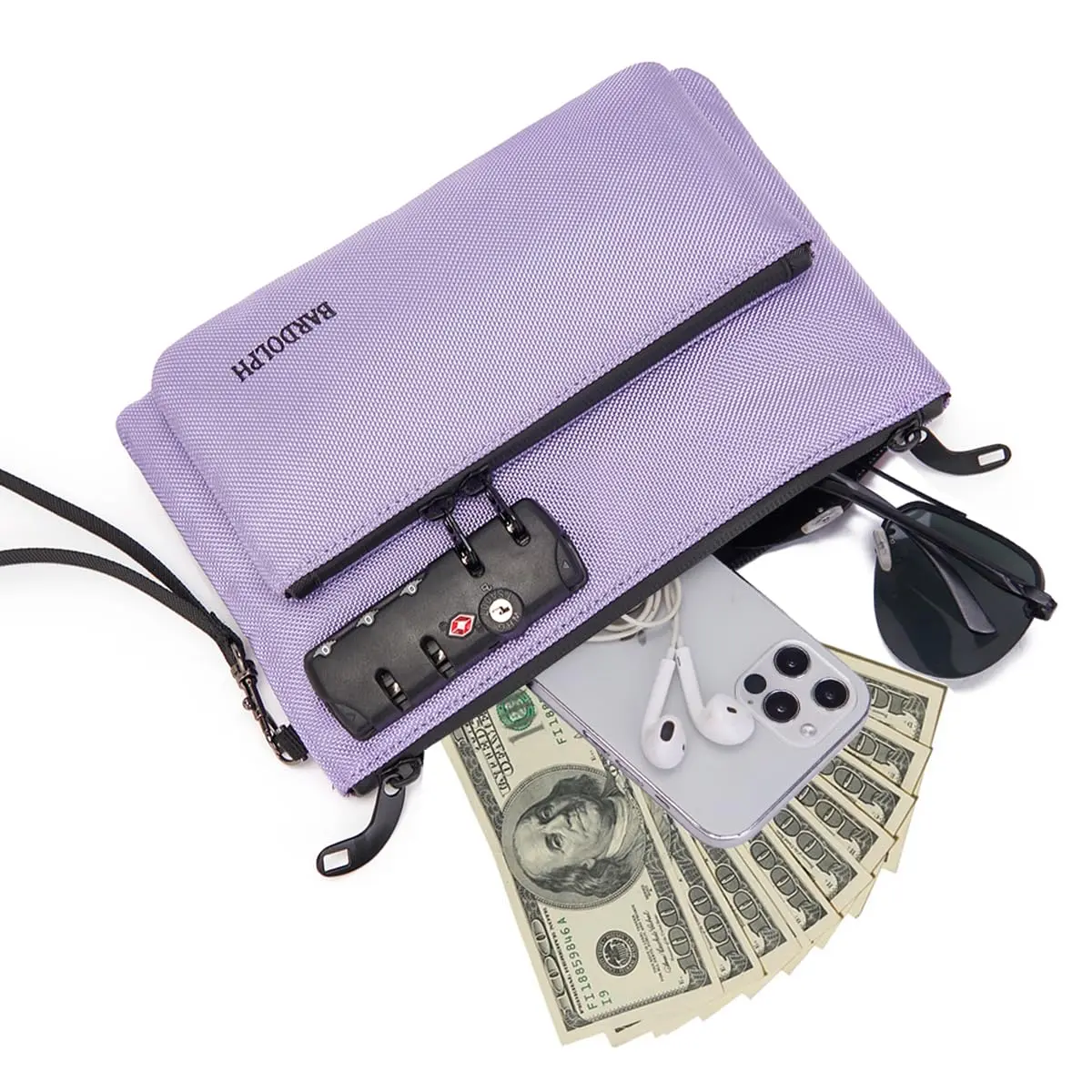 BARDOLPH Double Layer Lockable Money Bag with Zipper and 3-Digit Code Lock, Small (24cm x 16cm x 3cm) | Secure Cash and Document Transport - view 2