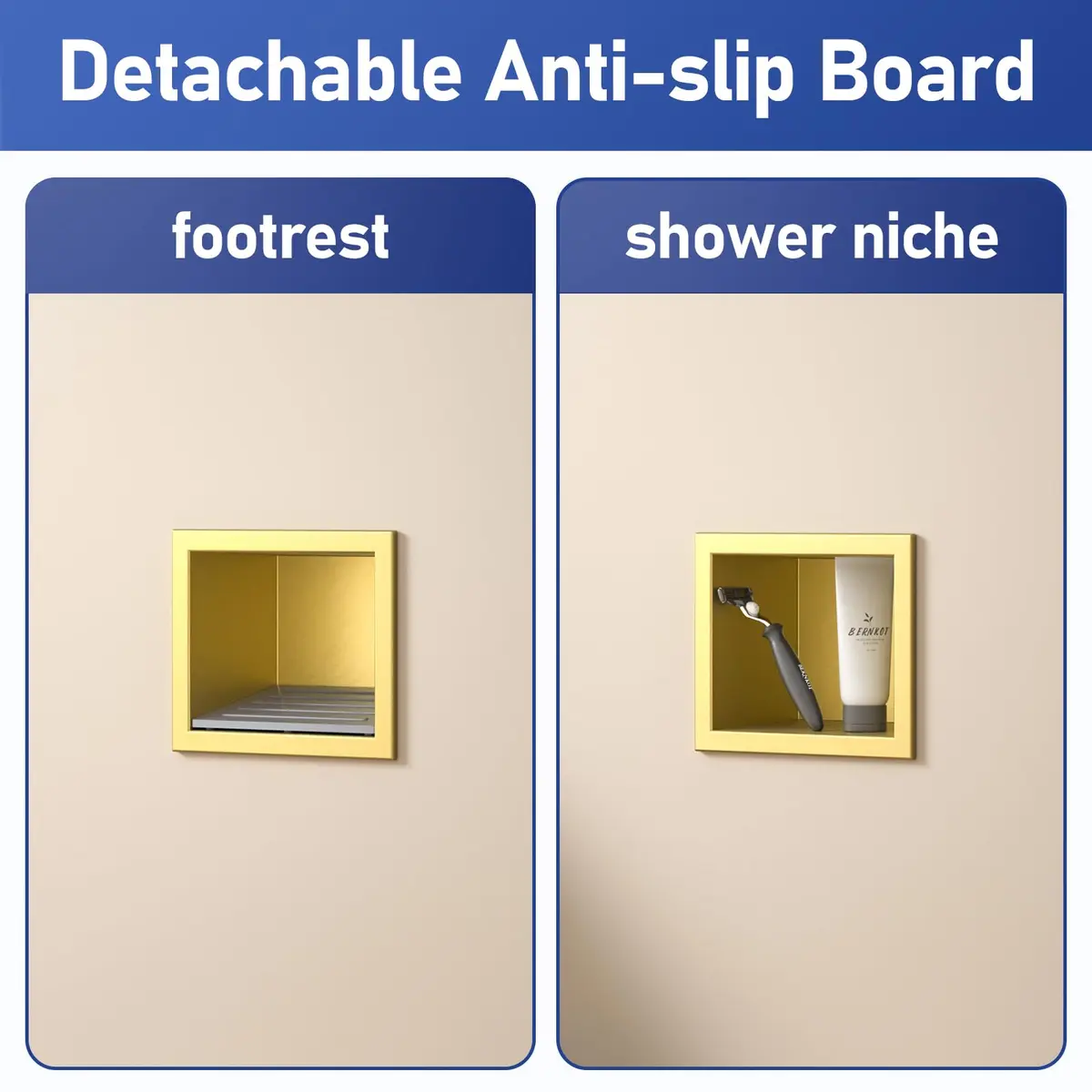 Bernkot Shower Niche, Wall Shower Stool Niche for Bathroom | Rust-Resistant 304 Stainless Steel Recessed Shelf (4.8'' x 6'') - view 2