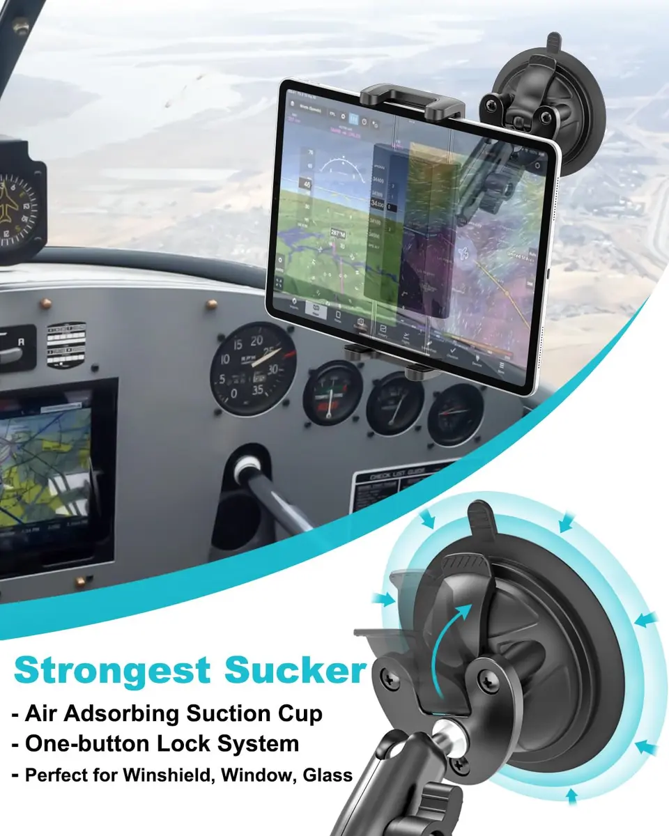 Dosvsi Pilots Tablet Holder with Strong Suction Cup | Aircraft Mount for 4-13" Devices - view 4