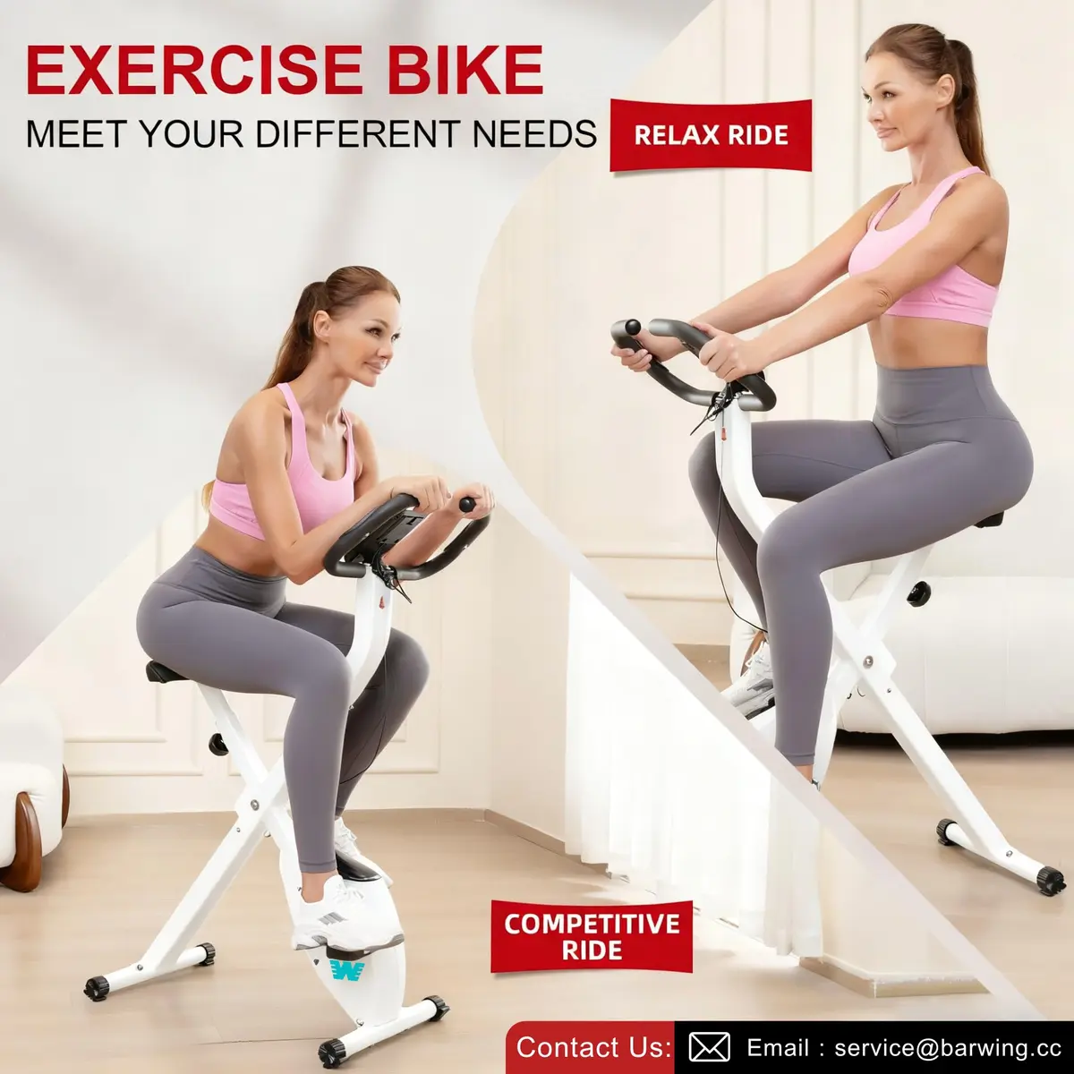 BARWING Foldable Exercise Bike with Magnetic Resistance | 16 Levels, 330 lb Capacity, Quiet & Compact - view 6