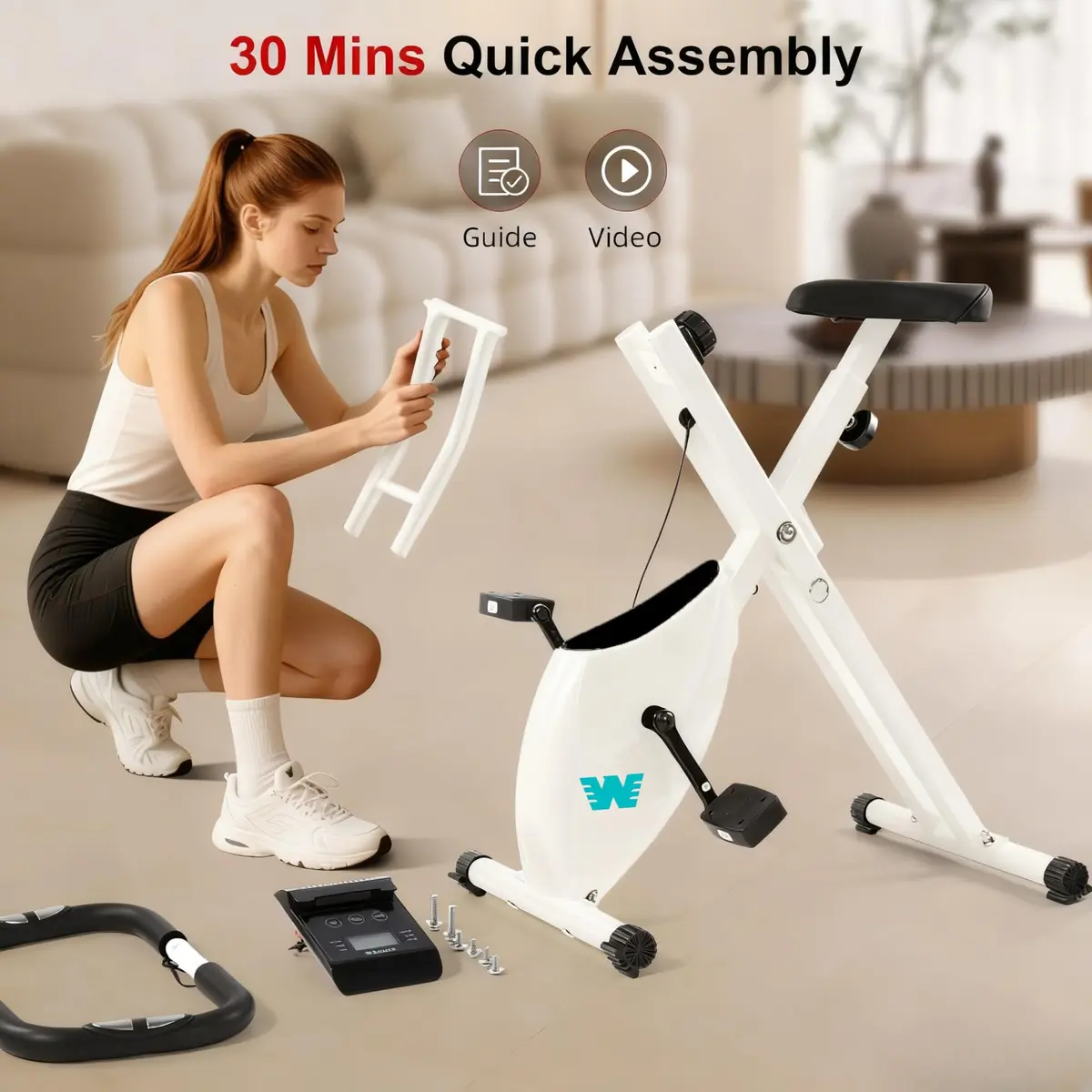 BARWING Foldable Exercise Bike with Magnetic Resistance | 16 Levels, 330 lb Capacity, Quiet & Compact - view 7