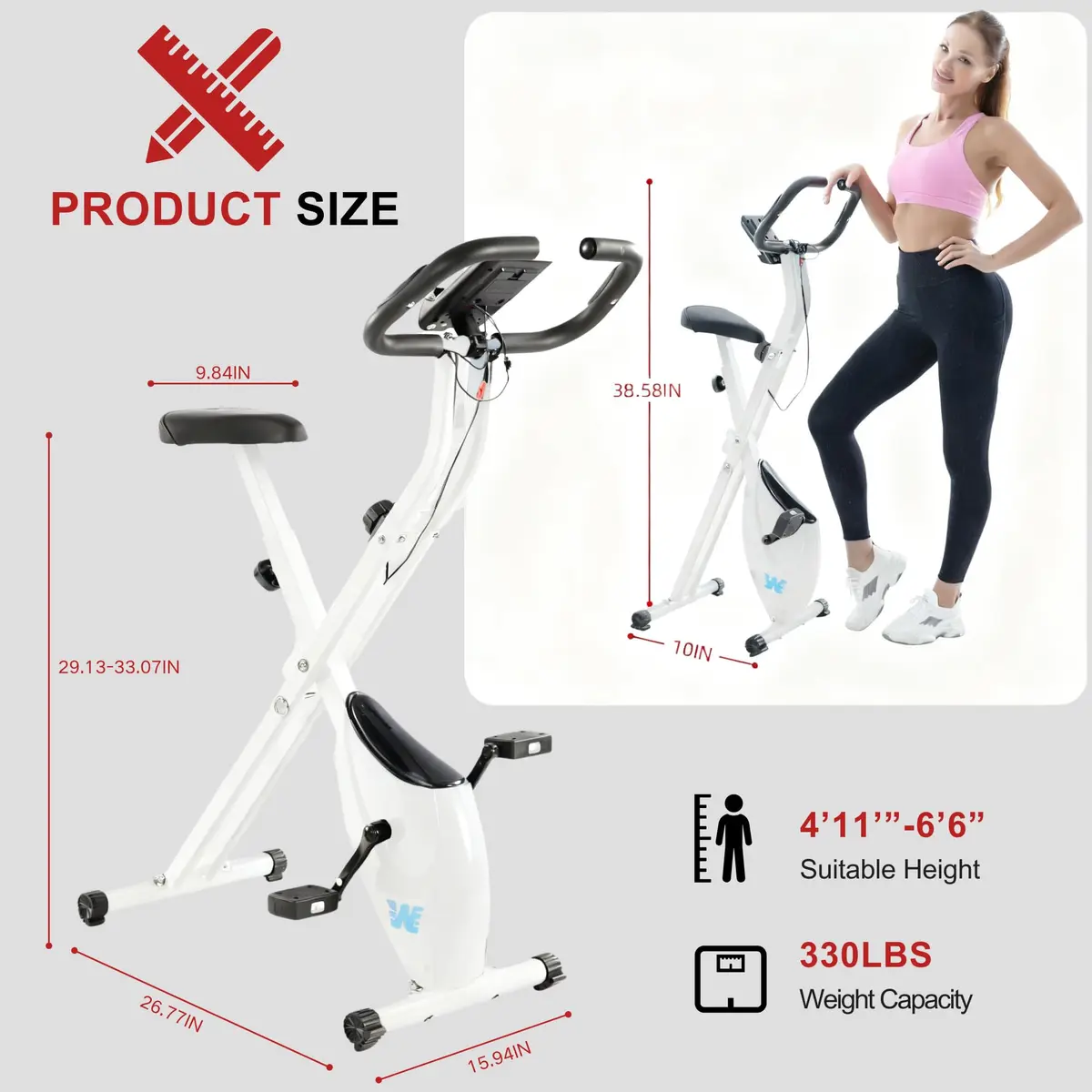 BARWING Foldable Exercise Bike with Magnetic Resistance | 16 Levels, 330 lb Capacity, Quiet & Compact - view 4