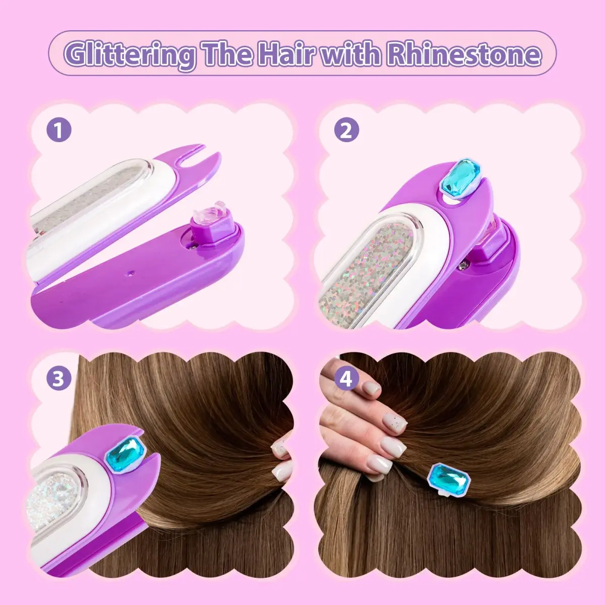 kidzkube Hair Gem Stamper Kit with 24 Reusable Diamonds | Ages 3-12 - view 2