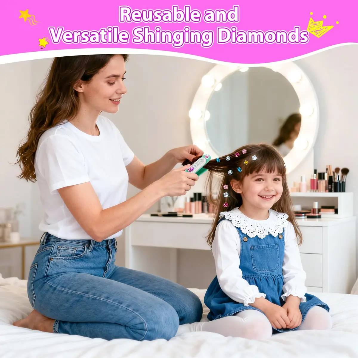 kidzkube Hair Gem Stamper Kit with Reusable Diamonds | Fun Styling Tool for Girls Ages 3-12 (Green) - view 4