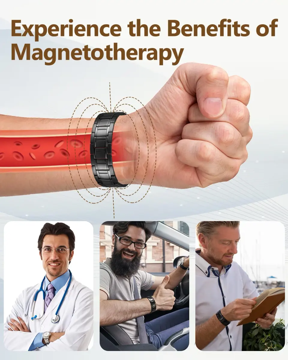 Feraco Magnetic Copper Bracelet for Men, 22 cm (8.66 inches) | Classic Pattern, Adjustable Size - view 3
