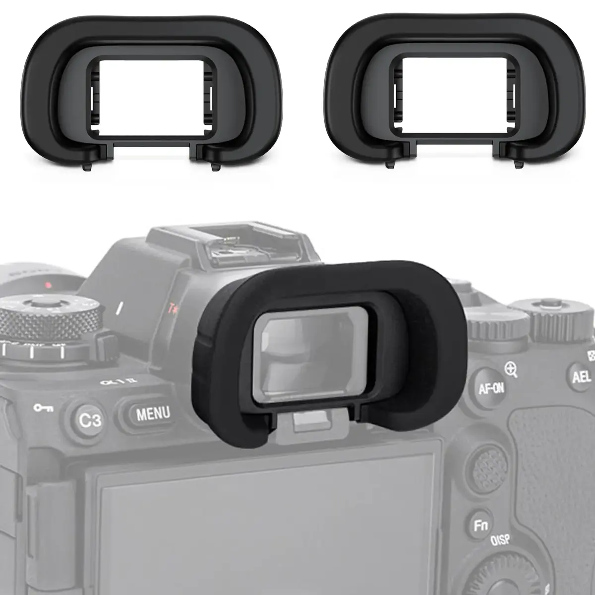 JJC Extended Soft Silicone Camera Eyepiece Eyecup 2-Pack for Sony Alpha A1, A7R V, A7 IV, A9 III Cameras | Blocks Light, Protects Viewfinder - main product image