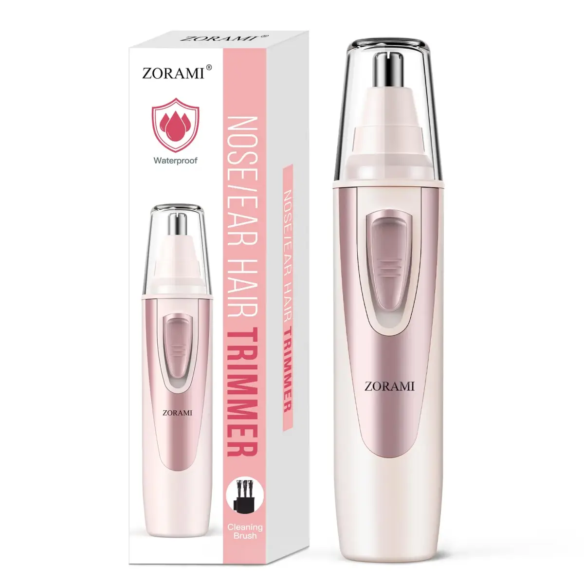 ZORAMI Rose Pink Ear and Nose Hair Trimmer Clipper | Painless Dual-Edge Blades - main product image
