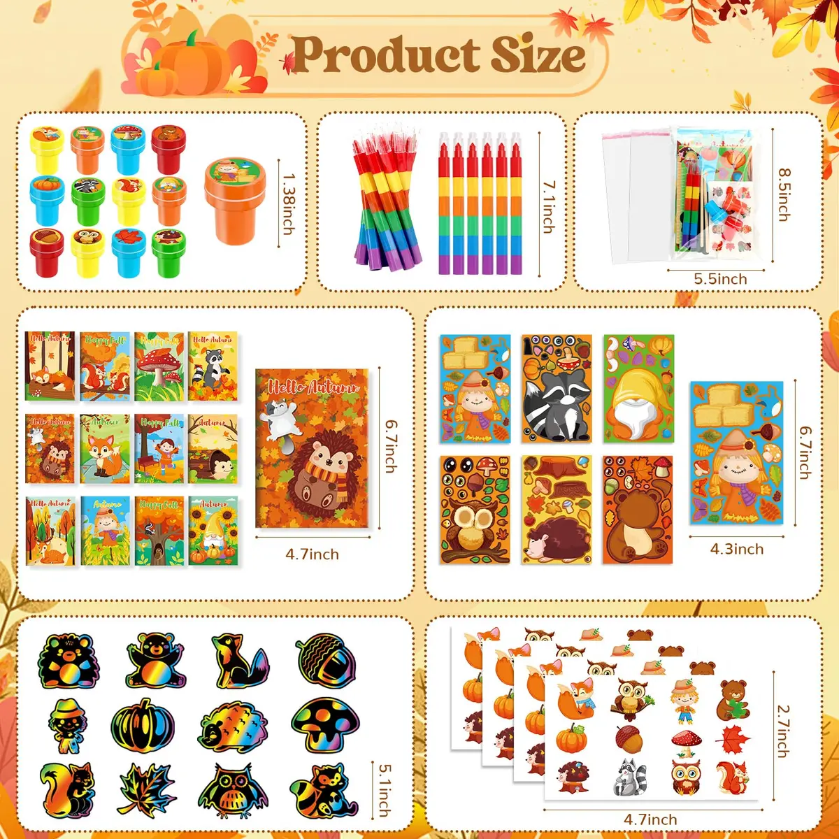 BenLouis Fall Party Favors Classroom Prizes for Kids | 84pcs Assorted Thanksgiving Kids Gifts - view 3