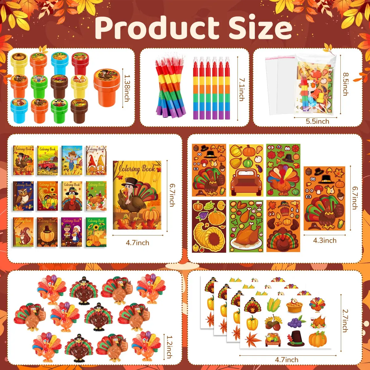 BenLouis Thanksgiving Party Favors Classroom Prizes for Kids | 336pcs Fall Harvest Assortment - view 3
