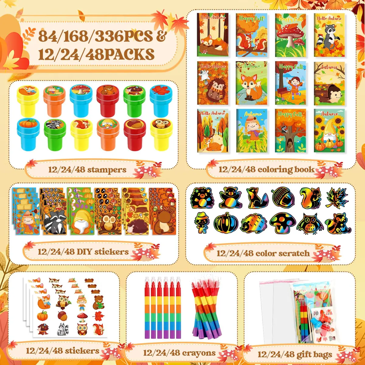 BenLouis Fall Party Favors Classroom Prizes for Kids | 168pcs Assorted Thanksgiving Gifts - view 2