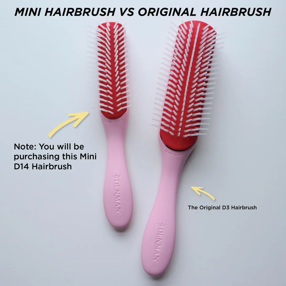 Denman Mini 5-Row Styling Brush D14 Pink Crush | Define Curls & Smooth Frizz - view 6