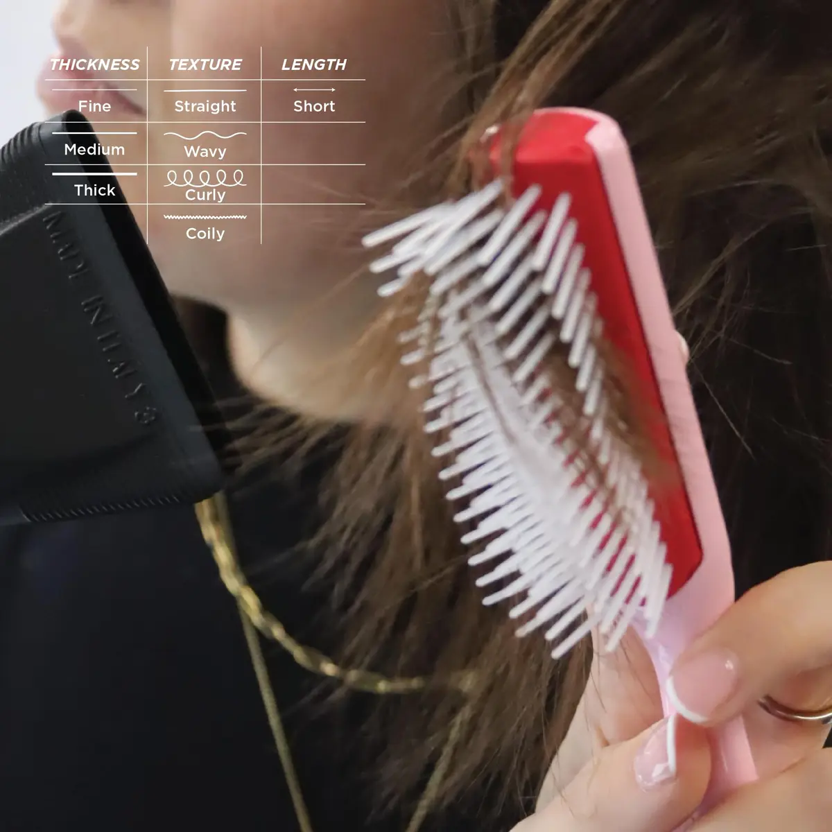 Denman Mini 5-Row Styling Brush D14 Pink Crush | Define Curls & Smooth Frizz - view 7