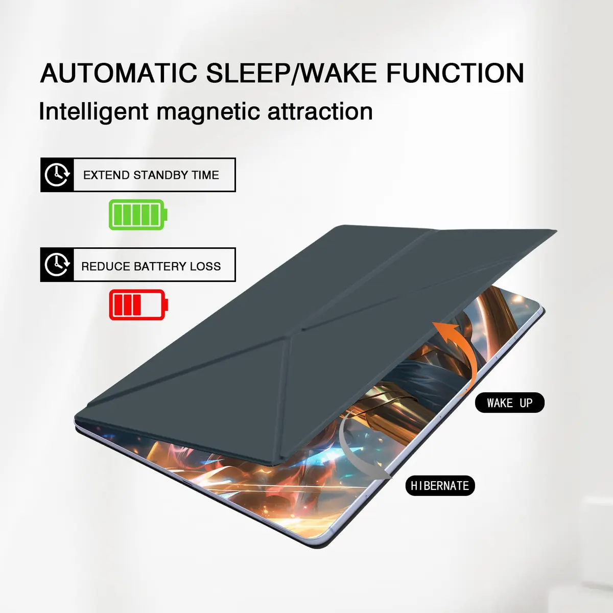 GUODONGMEI Magnetic Case for Samsung Galaxy Tab S10 Plus/S9 FE+/S9 Plus 12.4 Inch Tablet with S-Pen Holder, Grey | Auto Wake/Sleep Smart Cover - view 2