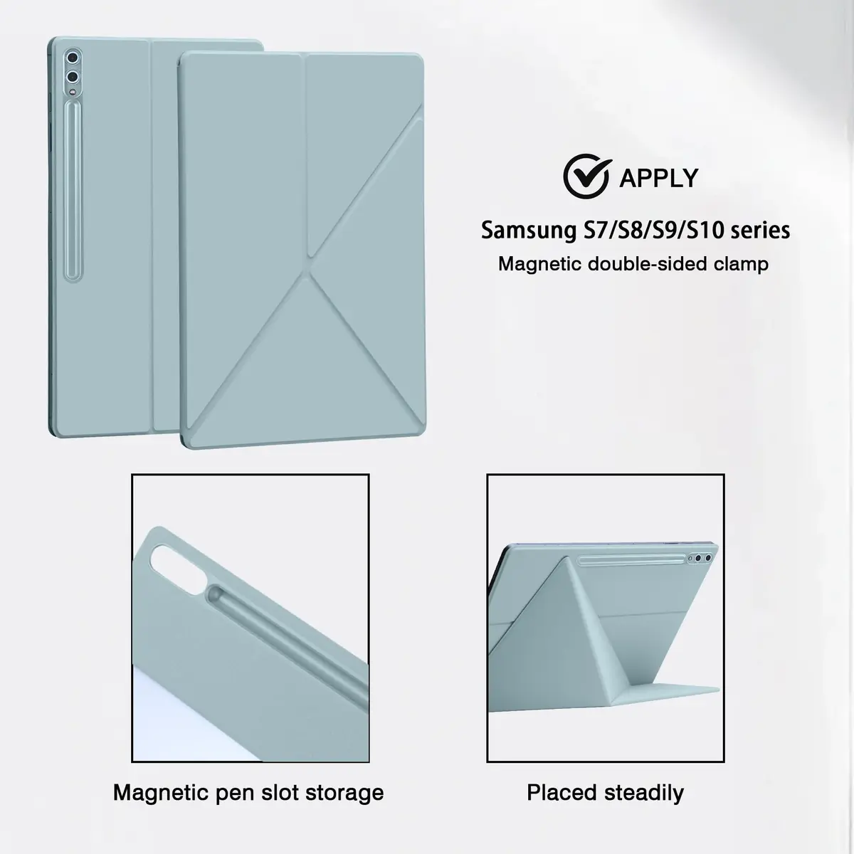 GUODONGMEI Magnetic Case for Samsung Galaxy Tab S10 Ultra/S9 Ultra 14.6-Inch (Ice Blue) | S-Pen Holder, Auto Wake, Stand Cover - view 3