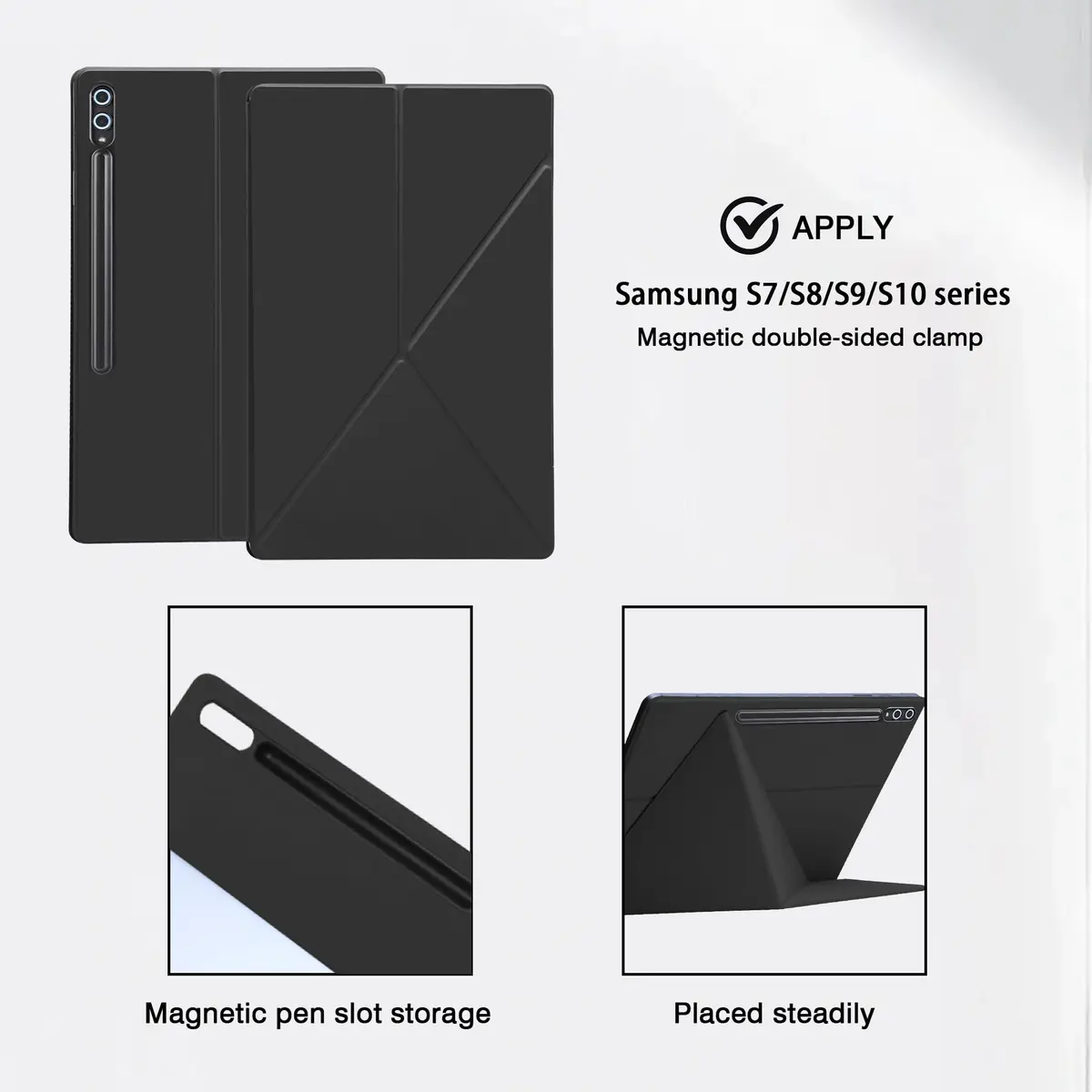 GUODONGMEI Magnetic Case for Samsung Galaxy Tab S10 Plus/S9 Plus/S9 FE+ 12.4 Inch | Auto Wake Sleep Smart Cover with S-Pen Holder - view 3