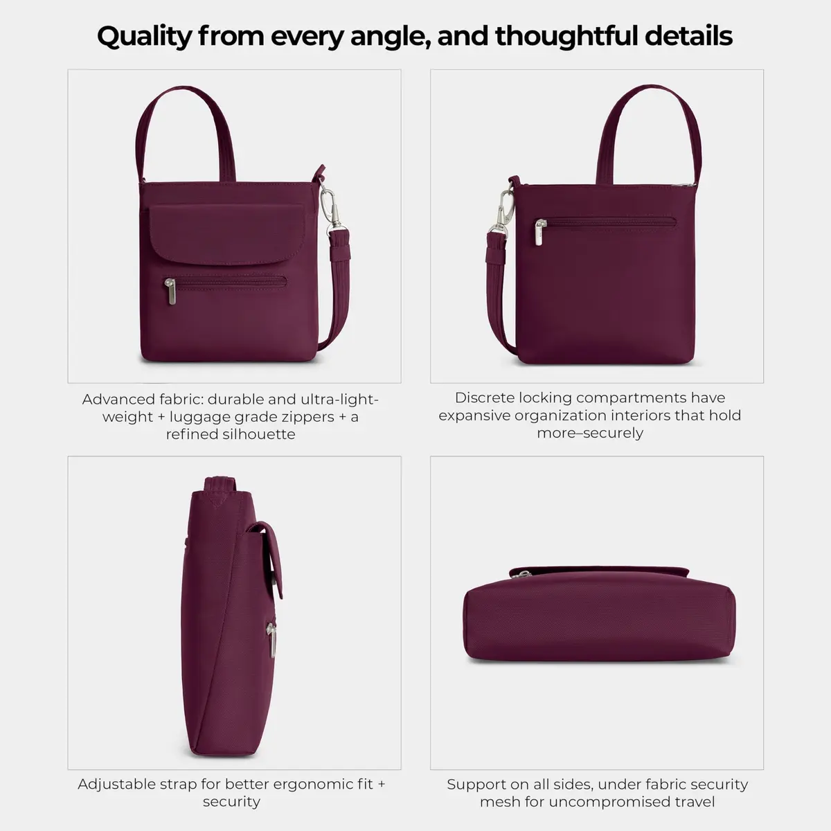 Travelon Anti-Theft Classic Mini Shoulder Bag | RFID Blocking & Slash-Resistant - view 5