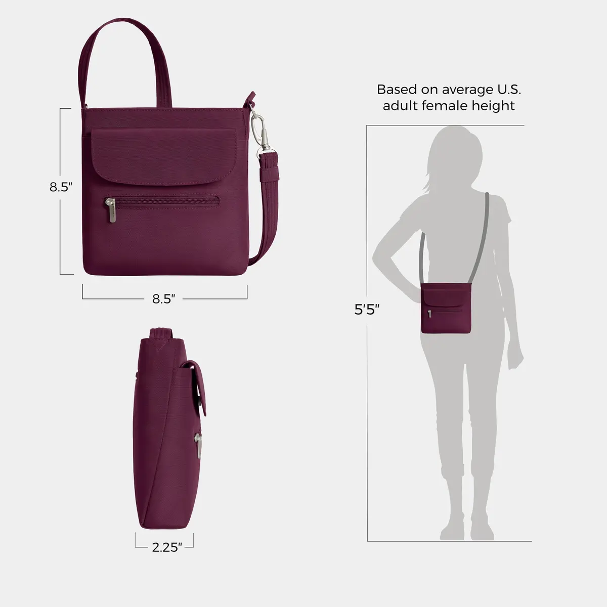 Travelon Anti-Theft Classic Mini Shoulder Bag | RFID Blocking & Slash-Resistant - view 4