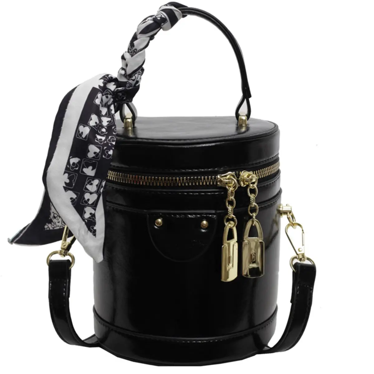SYHTBYOH Cylinder Bucket Crossbody Bag for Women Vegan Leather Small 5.5"L x 4.7"W x 6.3"H | Casual & Elegant - main product image