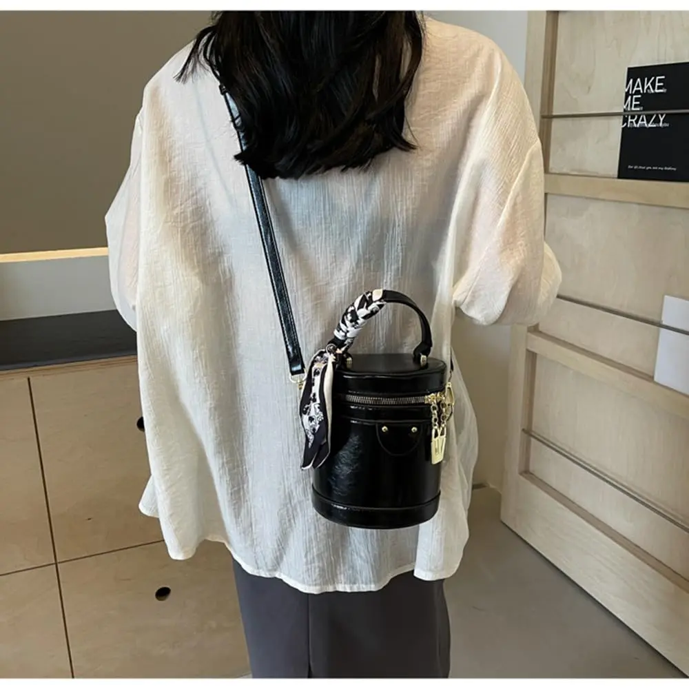 SYHTBYOH Cylinder Bucket Crossbody Bag for Women Vegan Leather Small 5.5"L x 4.7"W x 6.3"H | Casual & Elegant - view 5