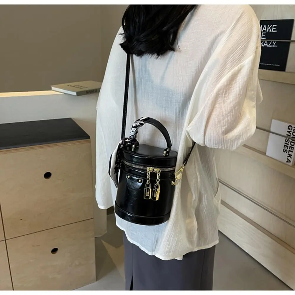 SYHTBYOH Cylinder Bucket Crossbody Bag for Women Vegan Leather Small 5.5"L x 4.7"W x 6.3"H | Casual & Elegant - view 7