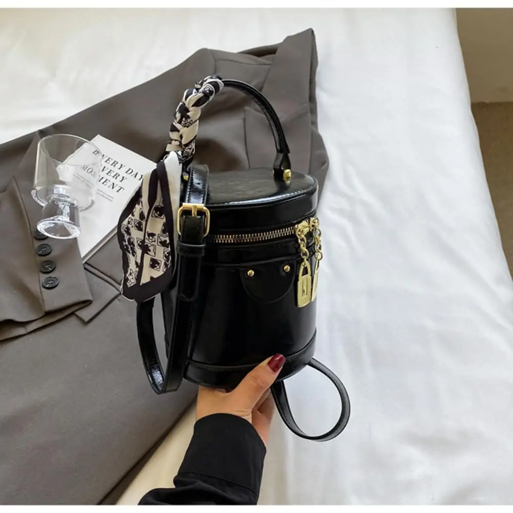 SYHTBYOH Cylinder Bucket Crossbody Bag for Women Vegan Leather Small 5.5"L x 4.7"W x 6.3"H | Casual & Elegant - view 2