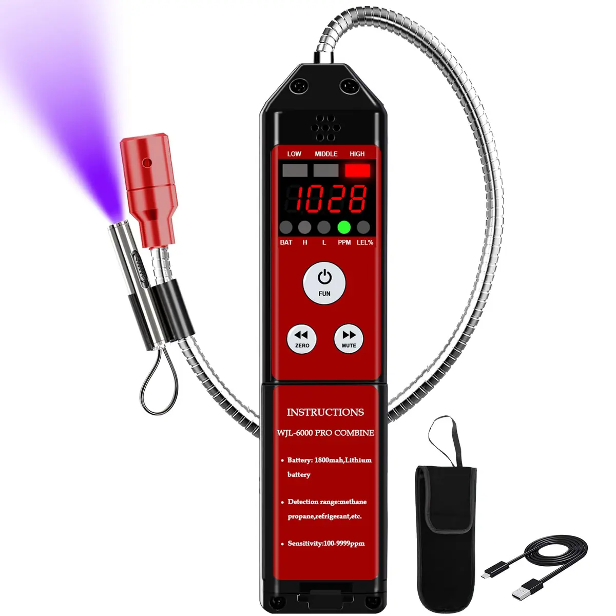 Simbow HVAC Refrigerant Leak Detector with PPM &%LEL Modes | All-Metal Probe & Fast Response - main product image