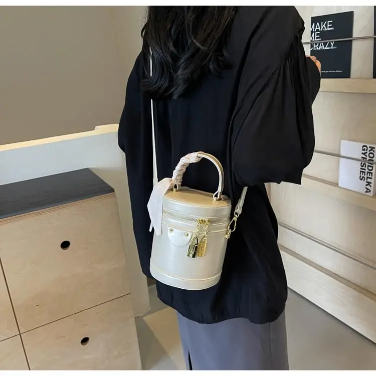 SYHTBYOH Cylinder Bucket Crossbody Bag for Women Vegan Leather Small | Elegant & Spacious - view 6