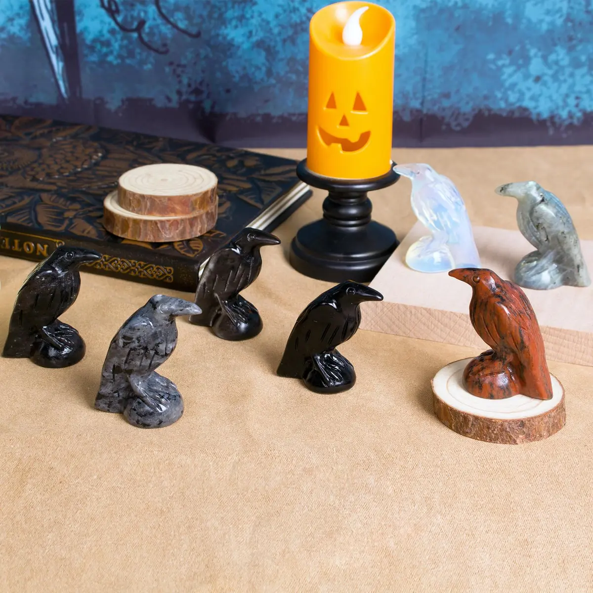 Hguxmcu Black Obsidian Raven Statue 5 cm (2 in) | Gothic Witchy Decor for Altars & Halloween - view 5