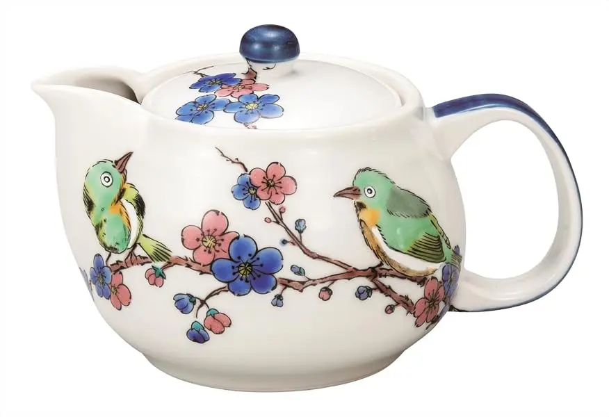 九谷焼いわたや Kutani Yakiya Pot Teapot Mejoroni Plum 12.2 fl oz | Traditional Kutani Ware Teapot with Net - view 2