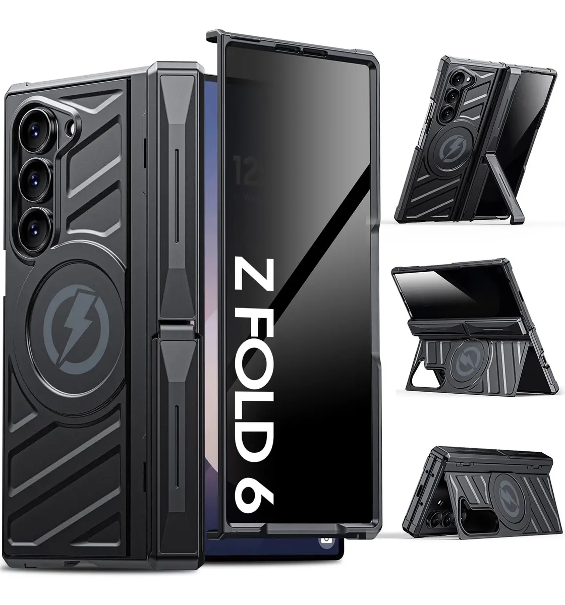 LEIAU Magnetic Armor Phone Case for Samsung Z-Fold-6 2024 | Shockproof TPU+PC, Dual Kickstand, MagSafe Compatible - main product image