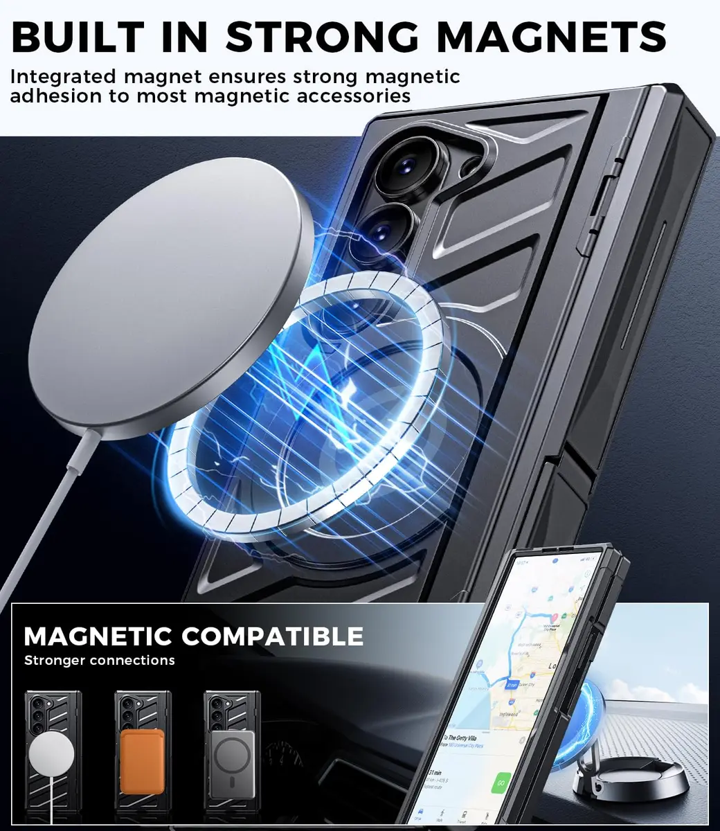 LEIAU Magnetic Armor Phone Case for Samsung Z-Fold-6 2024 | Shockproof TPU+PC, Dual Kickstand, MagSafe Compatible - view 3