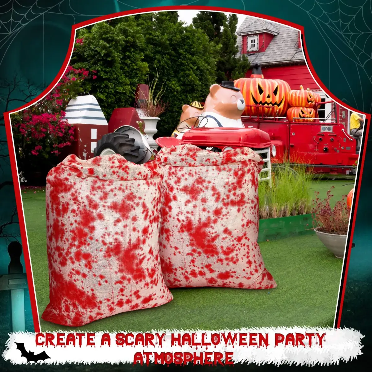 Arrowbash Halloween Bloody Drawstring Treat Bags 140 x 90 cm (55.12 x 35.43 in) | Horror Bloody Style Gauze Bags - view 4