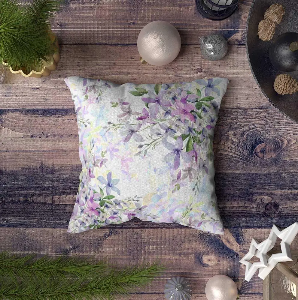 Shorping Wild Flowers Throw Pillow Cover 18x18 Inch | Watercolor Floral Cushion Cover for Home & Sofa - view 4