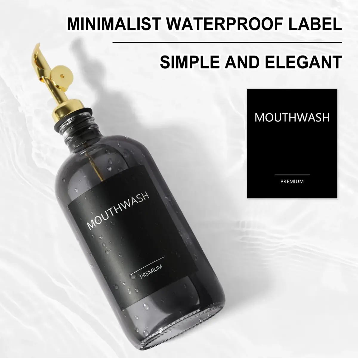 TOLDATLI Glass Mouthwash Dispenser with Cup 502ml (17 fl oz) | Auto Flip Pour Cap for Hygienic Oral Care - view 9