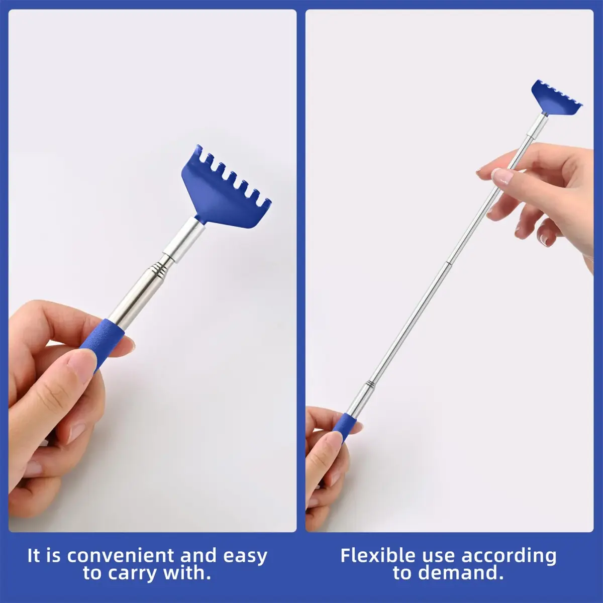 Kuvvfe Extendable Back Scratcher 2 Pack 61cm (24 Inch) | Stainless Steel Telescoping with Soft Rubber Grip - view 5