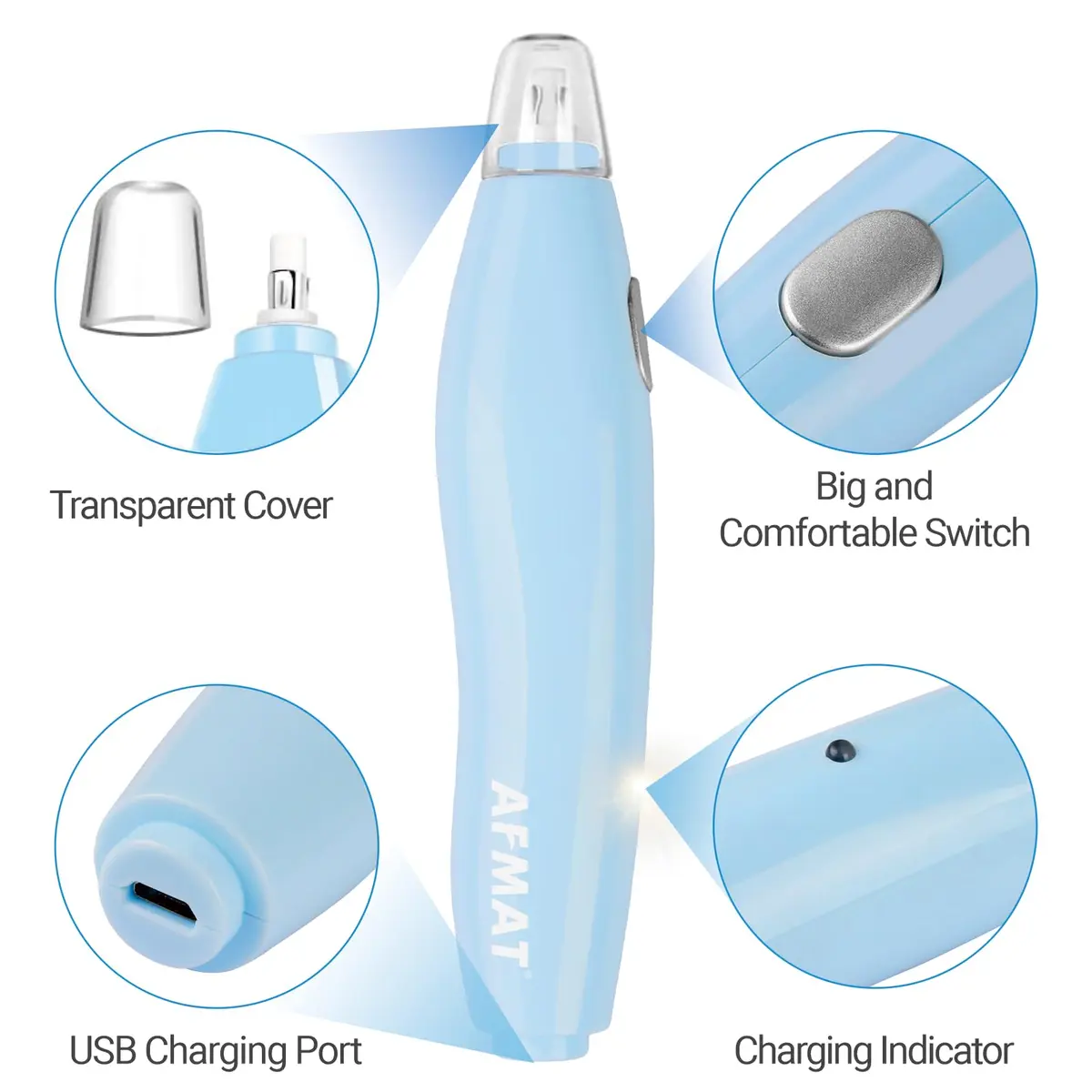 AFMAT Electric Eraser Light Blue | Rechargeable Artist Drafting & Sketching Tool - view 7