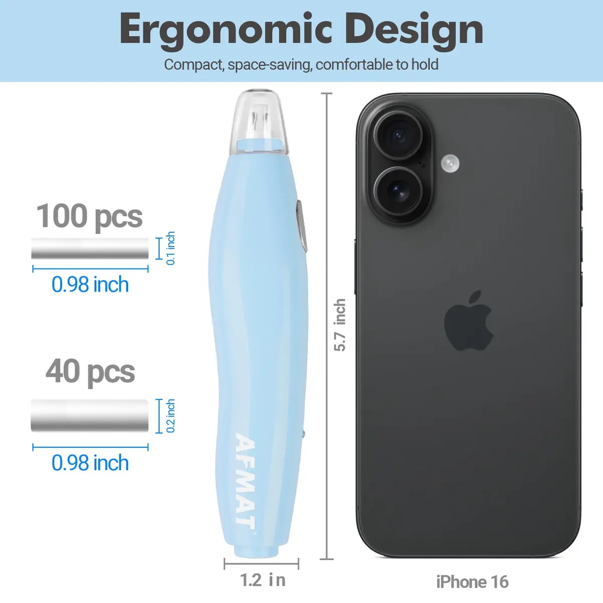 AFMAT Electric Eraser Light Blue | Rechargeable Artist Drafting & Sketching Tool - view 5
