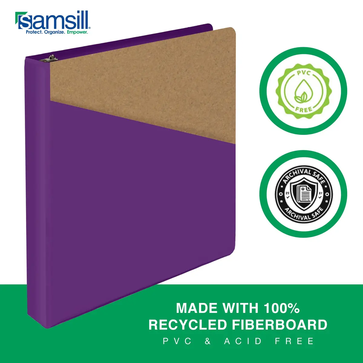 Samsill Durable 1 Inch D-Ring Binder, Customizable Clear View Cover, Plum Purple | Holds 225 Pages - view 3