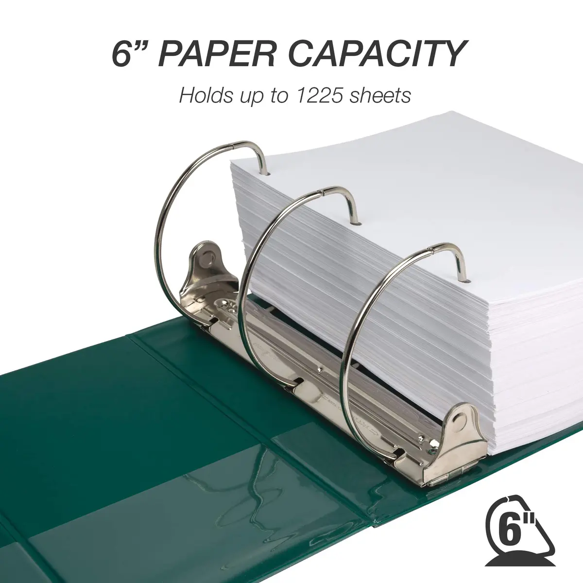 Samsill Durable 6 Inch 3 Ring Binder, Locking D Ring Binder, Customizable Clear View Cover, Forest Green, Holds 1225 Pages | Heavy-Duty Organization - view 4