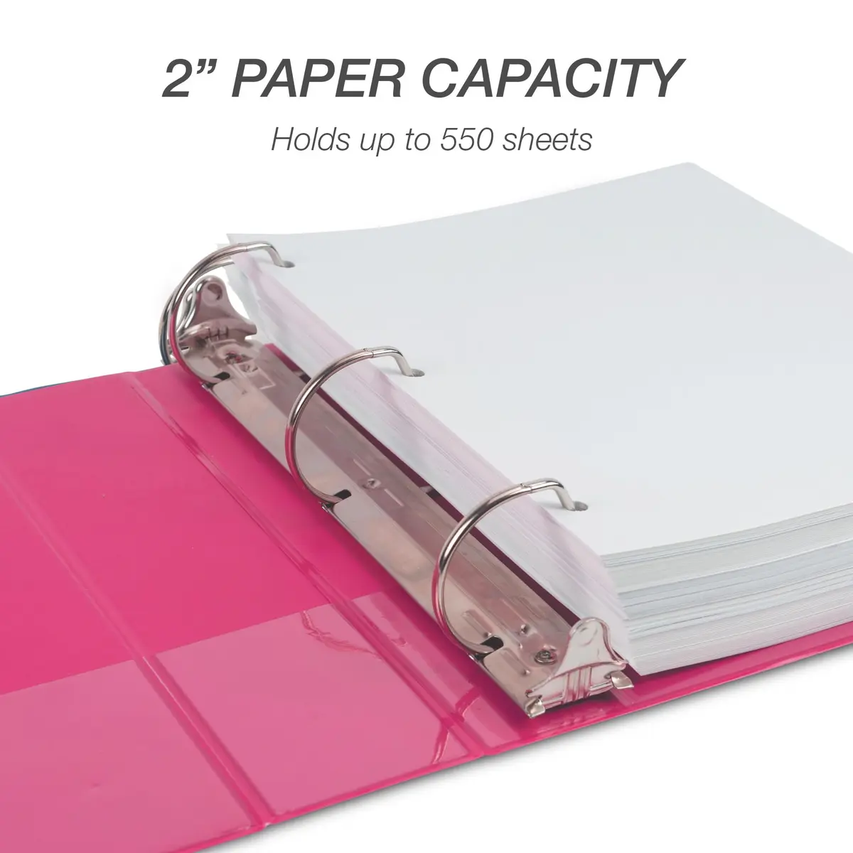 Samsill Durable 2 Inch D-Ring Binder, Customizable Clear View Cover, Dragonfruit, Holds 475 Pages | Heavy-Duty Office & School Organizer - view 5